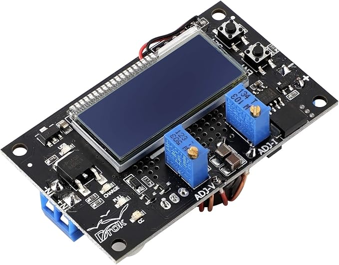 DROK Buck Boost Voltage Regulator, DROK DC 6-30V to DC 0.5-30V 5V 12V 24V Adjustable Voltage Converter, 4A 60W Power Supply Step Up Down Transformer Board Module with USB Port Case LCD Display Volt Am