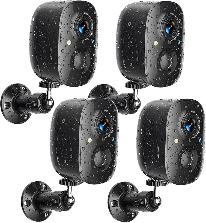 Security Cameras Wireless Outdoor 2K Solar Powered WiFi Cameras for Home Security,AI Motion Detection,Siren Alarm,Spotlight Color Night Vision,2-Way Audio,SD/Cloud Storage (4 Cams)