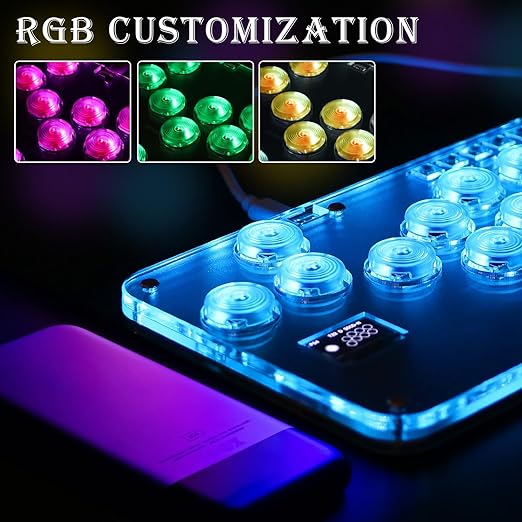 Arcade Stick Game Keyboard R13, Leverless Controller Arcade Stick with Turbo & Custom RGB, Silent All-Button Arcade Controller Street Fight for PC/PS3/PS4/Switch/Steam-Support Hot Swap & SOCD(White)
