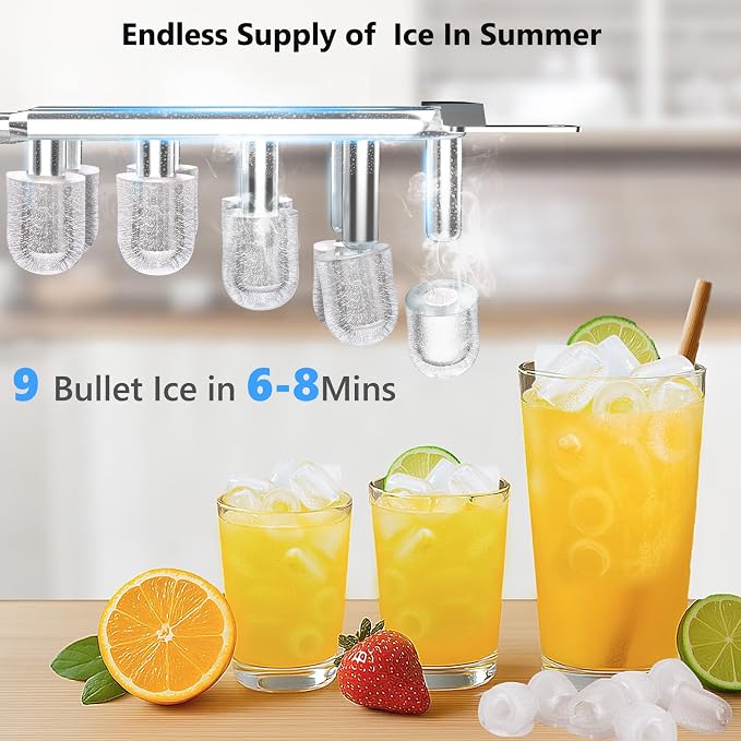 Electactic Water Dispenser with Ice Maker Function, Top Loading Hot and Cold Water Cooler for 5 Gallon Bottle - Includes Child Safety Lock - Water Machine for Home, Office, Garage - White