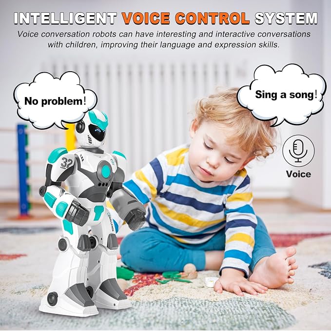 Remote Voice Control Large Robot: Intelligent Programmable Popular Science Story Toys with Gesture Sensing Presents for Kids