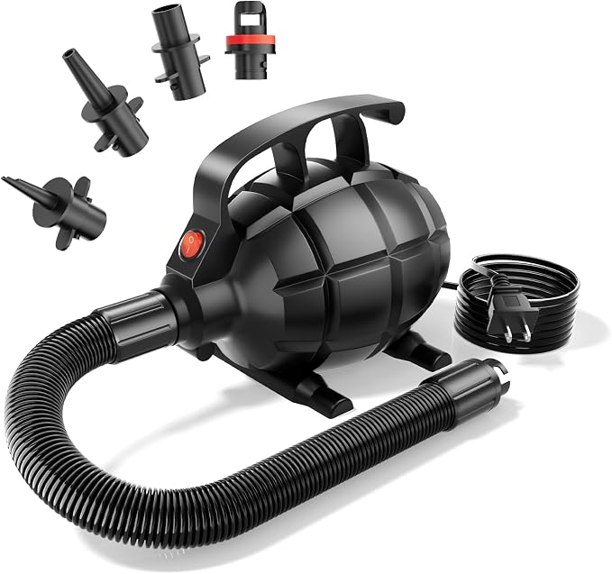 Electric Air Pump for Inflatables, Air Mattress – 500W/650W Quick-Fill Inflator/Deflator with 4 Nozzles, Portable AC 110-120V for Gymnastics Mat, Tumbling, Air Bed, Pool Floats