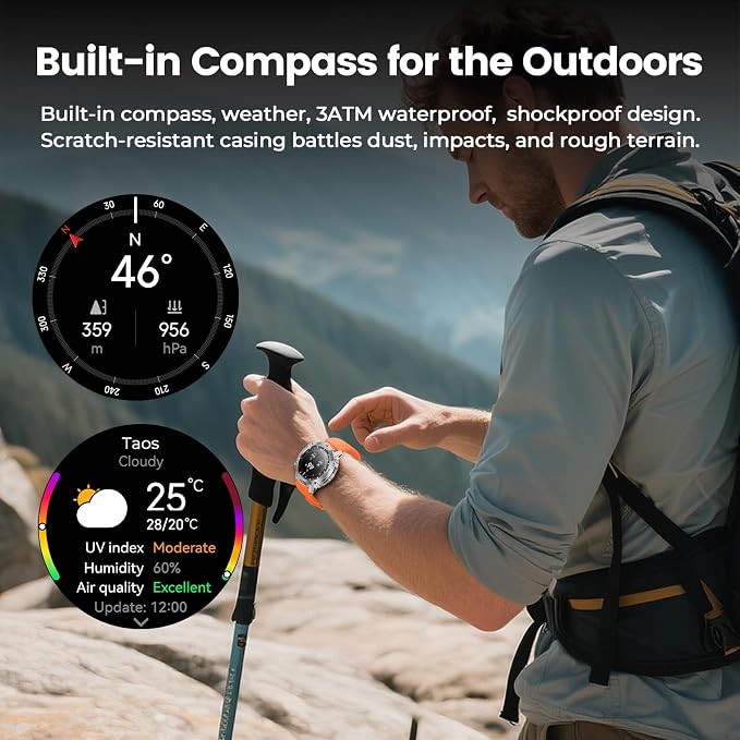 WalkerFit Smart Watch for Men (Answer/Make Call), 1.43" AMOLED 5ATM Waterproof Fitness Tracker with 178+ Sports Modes, Heart Rate/SpO2/Sleep Monitor, with Extra Silicone Band, for Android iPhone