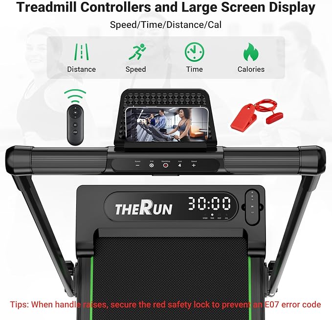 THERUN Walking Pad, 2 in 1 Foldable Treadmills for Home, 0.6-7.6 MPH, 2.5 HP Under Desk Treadmill with Handle Bar, 16" Widened Running Belt, with Remote Control & LED Touch Screen