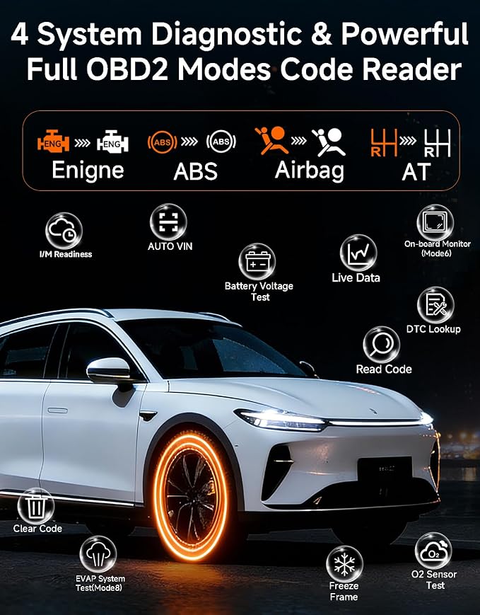 OBD2 Scanner Diagnostic Tool,THINKCAR THINKSCAN 641 Wireless Car scanner Diagnostic Tool,Auto Scan Tool ABS SRS Transmission Engine, 10 Resets Car Code Reader,CANFD & FCA,VIA Bluetooth,Lifetime Update