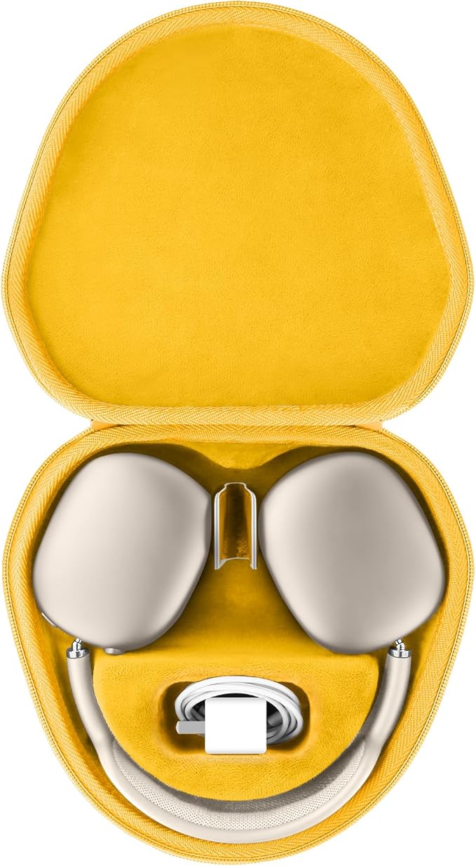 co2CREA Hard Case with Sleep Mode Replacement for Apple AirPods Max 2 / AirPods Max Wireless Over-Ear Headphones (Yellow Case)