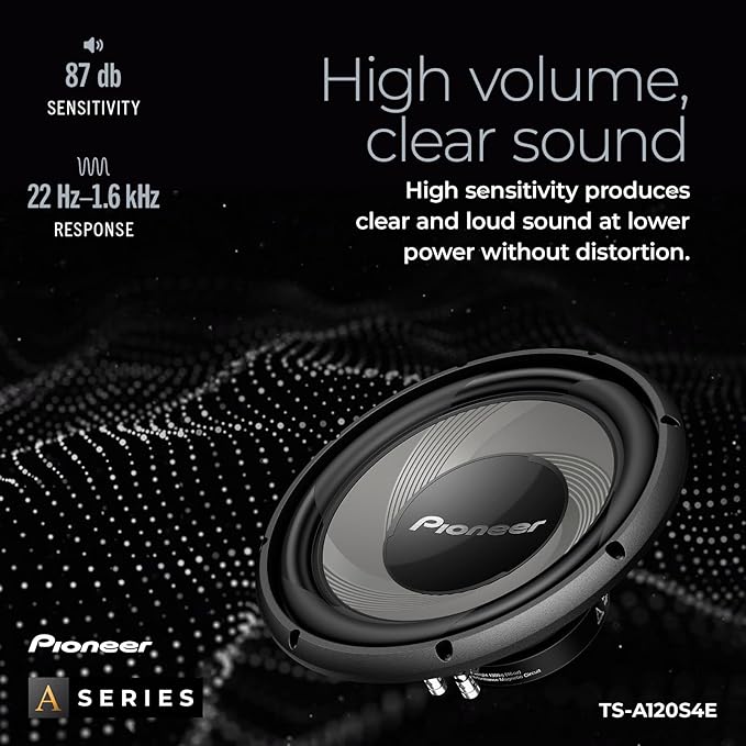 Pioneer A-Series TS-A120S4E 12” Subwoofer – 1400W Max, Sealed or Ported Enclosure Compatible, Strong Bass
