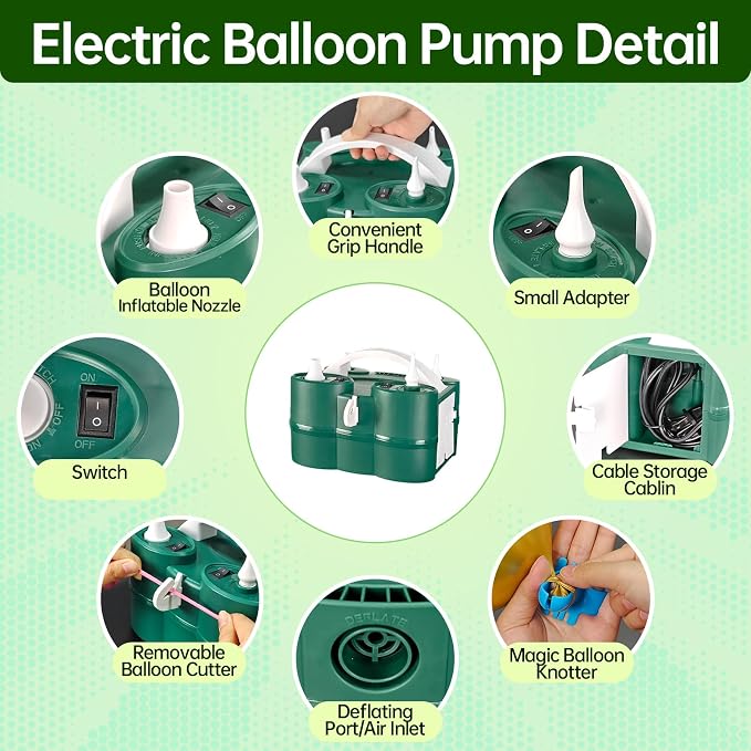 Bezente Balloon Pump Electric, 3-in-1 Portable Black Gold Electric Air Machine Balloon Pump Dual Nozzle Balloon Inflator for Inflatables and Latex 260q Foil Balloons