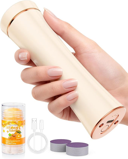 Electric Foot Callus Remover Rechargeable, Portable Electronic Foot File Pedicure Tools, Waterproof Foot Scrubber File, Professional Pedicure Kits, Foot Care for Dead Skin Ideal Gift (Beige)