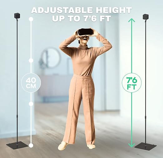 Skywin VR Stand with Glass Base, VR Sensor Stand - 2 Adjustable Stands | Compatible with SteamVR Base Station 2.0, HTC Vive Base Station & Oculus Rift Constellation Sensors - Only Stand Included