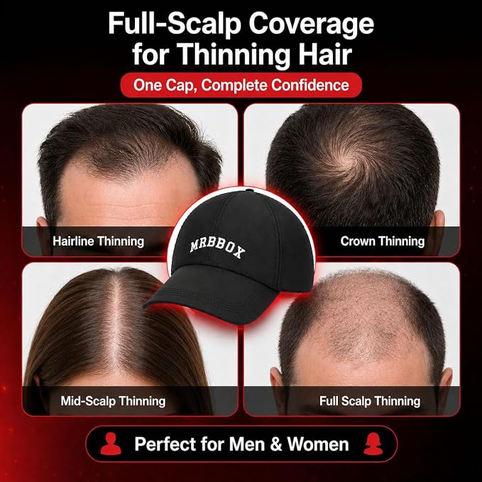 Red Light Therapy for Hair Growth,528 Total Light Emitters,Full-Scalp Coverage,Laser Hair Growth Cap for Men & Women,Black