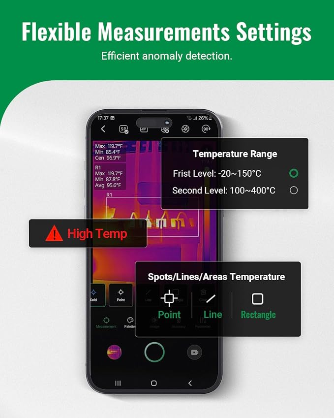 Finder S2 Thermal Camera Andriod,512x384 Super Resolution,256x192 IR Resolution Thermal Imaging Camera,Thermal Imager for Andriod Phones and Tablets,Carrying Case,USB-C(not for iPhone15/16)