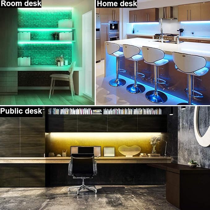 Dimmable Under Cabinet Lighting, RGB LED Light Bar, RF Remote Control Lamp, Multicolor Under Counter Lights for Desk, Room, Cupboard, Hallway, Shelf, Closet (24 Inch)