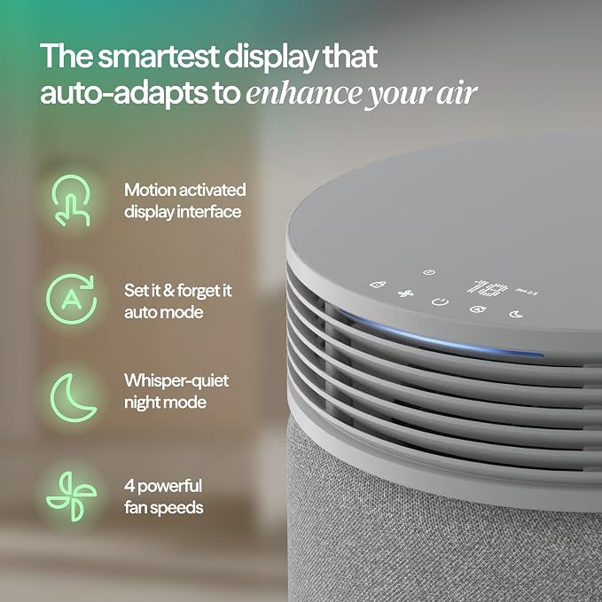 BLUEAIR Blue Signature Small Smart Air Purifier for Bedroom, Home & Office, HEPASilent Air Cleaner for Pets, Allergies, Dust & Smoke, Cleans 1,190 Sq Ft Per Hour, Quiet HEPA Air Purifier, App Control