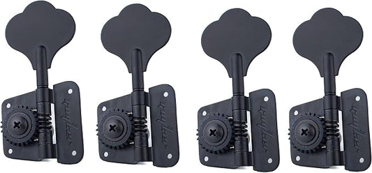 Guyker Bass Tuners (4 for Left) - 1:20 Ratio Open Gear Tuning Key Pegs Machine Head Replacement for Electric Jazz Guitar Bass or Precision Instruments - GK530 Black