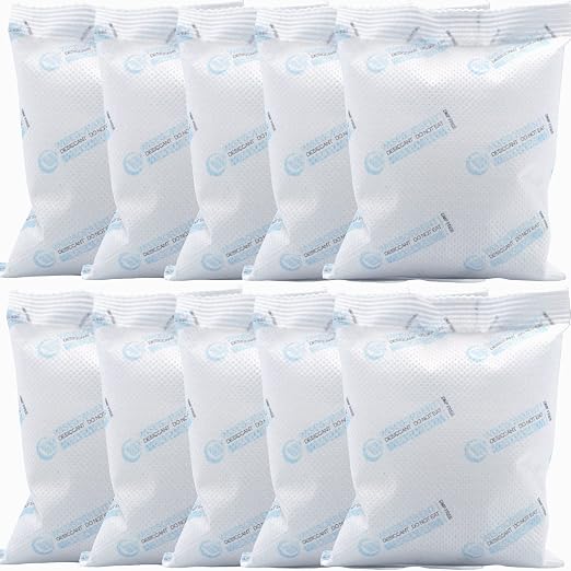 Wisesorb 10Pcs 100 Gram Silica Gel Packets, Dessicant Packs for Storage, Pure and Safe Desiccant, Moisture Absorber Silica Gel Beads Packs for Moisture Control