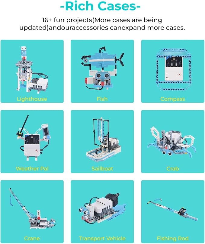 ELECFREAKS microbit Ocean Kit with Nezha Pro Expansion Board 16+ makecode Story Learning Projects, microbit Starter Sensors Kit with Rich Electronic Modules (Without microbit)