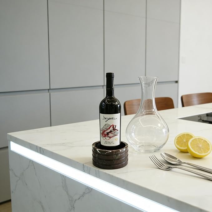 Marble Wine Chiller Bucket, 750ml Wine & Champagne Cooler, Kitchen Ware Storage,Vase,for Party, Kitchen, Bar Cart Decor to Chill & Keep Bottles Cold with Unique Wine (Small Purple)