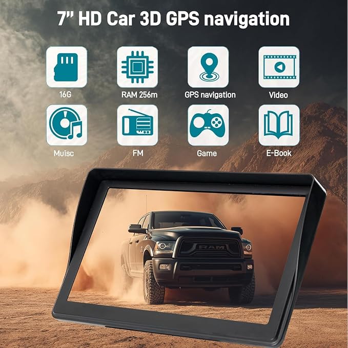 GPS Navigator for Car and Truck, 7 Inch Touchscreen, 2026 North America Maps, Voice Guidance, Speed Limit Warning, USB Connectivity