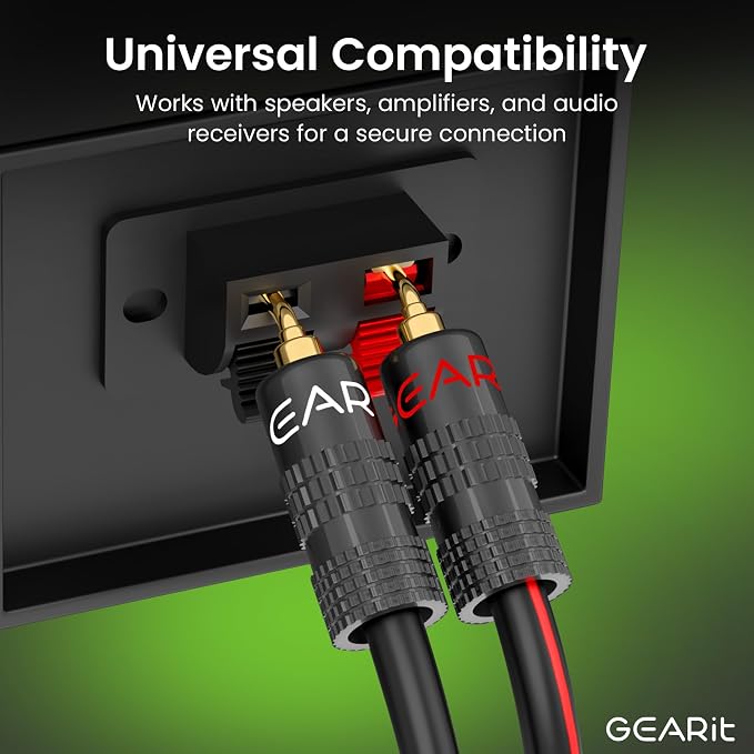 GearIT Pin Banana Plugs for Speaker Wire (6 Pairs, 12 Pieces), 2mm Pin Plug Screw Type, 24K Gold Plated Connectors (Support 12 AWG to 20 AWG Wires)