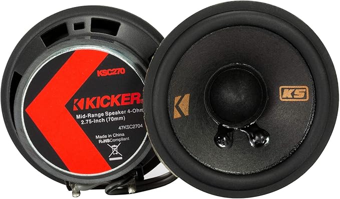 KICKER 47KSC2704 2.75" Mid-Range Speakers, 4ohm with Brackets for Select GM/Chrysler/Subaru/Jeep and Toyota Included