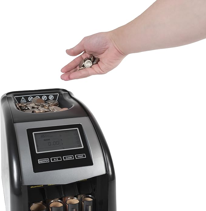 Royal Sovereign 4 Row Electric Coin Counter/Sorter with Patented Anti-Jam Technology & Digital Counting Display (FS-44N), Black