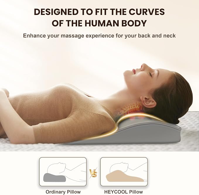 Heycool Shiatsu Back and Neck Massager with Heat, FSA Eligible HSA Gifts for Mom Dad, Deep Tissue Back Massager for Pain Relief, Massage Pillow with Vibration for Neck Shoulder