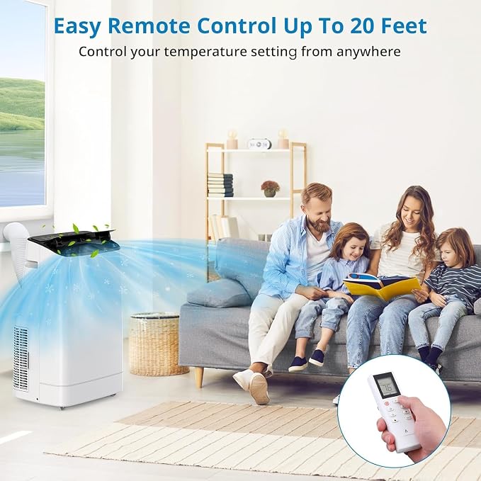 15000 BTU Portable Air Conditioner - 3 in-1 AC Unit Cools 850 Sq. Ft Rooms, Quiet 50 dB Operation w/Touch Control & Remote, Includes Window Kit & 24H Timer, Dehumidifier & Fan Modes for Bedroom