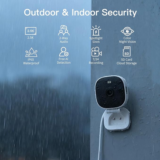 VIMTAG 5G/2.4G 4MP Cameras for Home Security-Outdoor/Indoor Camera for Dog/Cat/Pet/Nanny/Baby, Wired, Color Night Vision, Free AI Detection, 2-Way Audio, 24/7 SD Recording,Support Alexa Cloud SD Card