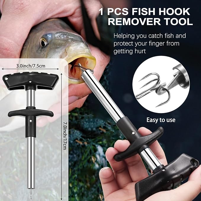Honoson Fishs Hook Remover Tools Kit Include 1 Pcs Handheld Digital Fish Scale and Fishing Hook Remover Tool and Fish Lip Gripper and Fishing Plier with Sheath and 2 Pcs Fishs Tool Lanyards
