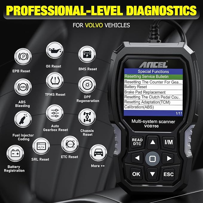 ANCEL VOD700 All System OBD2 Scanner, ANCEL BM200 12V Car Battery Tester, Bluetooth 4.2 Automotive Battery Monitor Auto Battery Load Analyzer for Lithium & Lead-Acid Batteries with Cranking Test