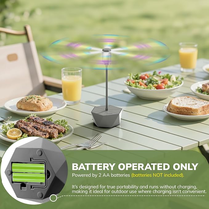 Grete Gotye Portable Battery Powered Fly Fans for Tables Up to 15 Hours Working Time, 6-Pack Indoor Outdoor Food Fan with Flexible Goose-Neck Blades for Home Restaurant Party Picnic Patio BBQ, Grey