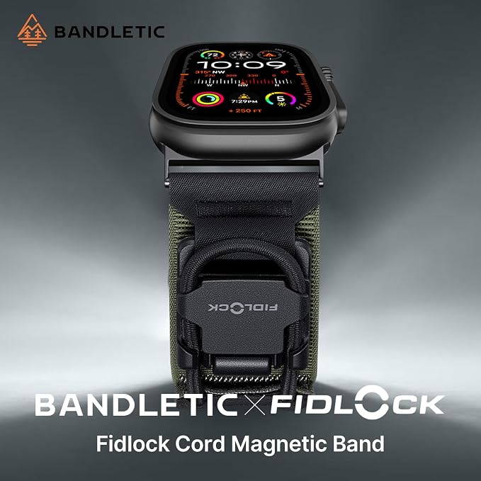 Bandletic Compatible with Apple Watch Ultra 2 Bands for Men, Braided Elastic Nylon Sport Loop with Magnetic Fidlock Hook Rope Buckle for iWatch Ultra 49mm, Series 11/10 46mm, 9/8/7 45mm, SE/6/5/4 44mm