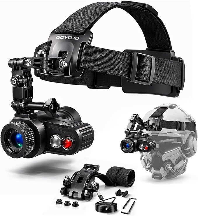 Head-Mounted Night Vision Monocular Goggles with Elastic Head Strap, Default 7X Magnification, Digital Infrared NVG Equipment 1148FT Range with 1.54in HD Screen, Rechargeable for Ghost Hunting Camping