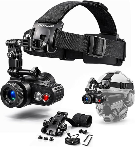 Head-Mounted Night Vision Monocular Goggles with Elastic Head Strap, Default 7X Magnification, Digital Infrared NVG Equipment 1148FT Range with 1.54in HD Screen, Rechargeable for Ghost Hunting Camping