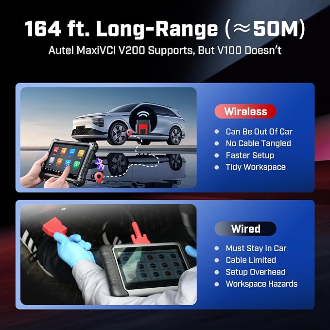Autel MaxiVCI V200 VCI200 Wireless Dongle: 2026 VCI 200 OBD2 Connector 2.0 of VCI100 V100 Adapter Car Communication Interface for MaxiSys MS906 Pro MS906 Pro-TS S906 MAX KM100 BT608 BT609 ITS600 etc.