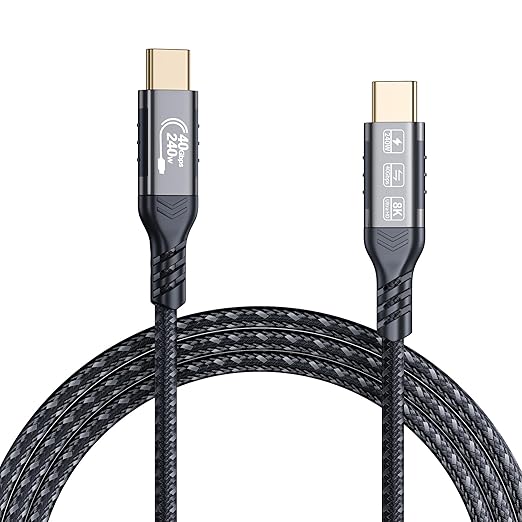 Thunderbolt 4 6.6ft USB C Cable - Supports 40Gbps Data Transfer and 8K/4K Video - Compatible with Thunderbolt 4/3 Monitor, Hub, Docking Stations - Black