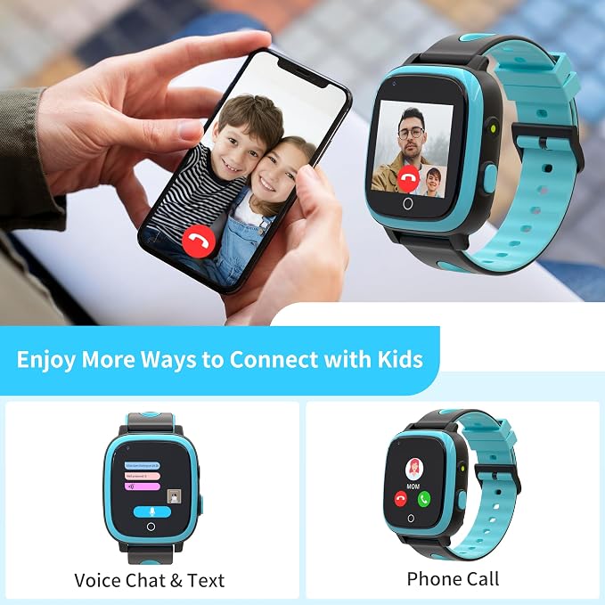 Kids Smart Watch with GPS Tracker,GPS Watch for Kids with Video Call Voice Chat Alarm SOS Camera Pedometer Stopwatch Caculator Flashlight Smart Watch for Kid Age 5-12