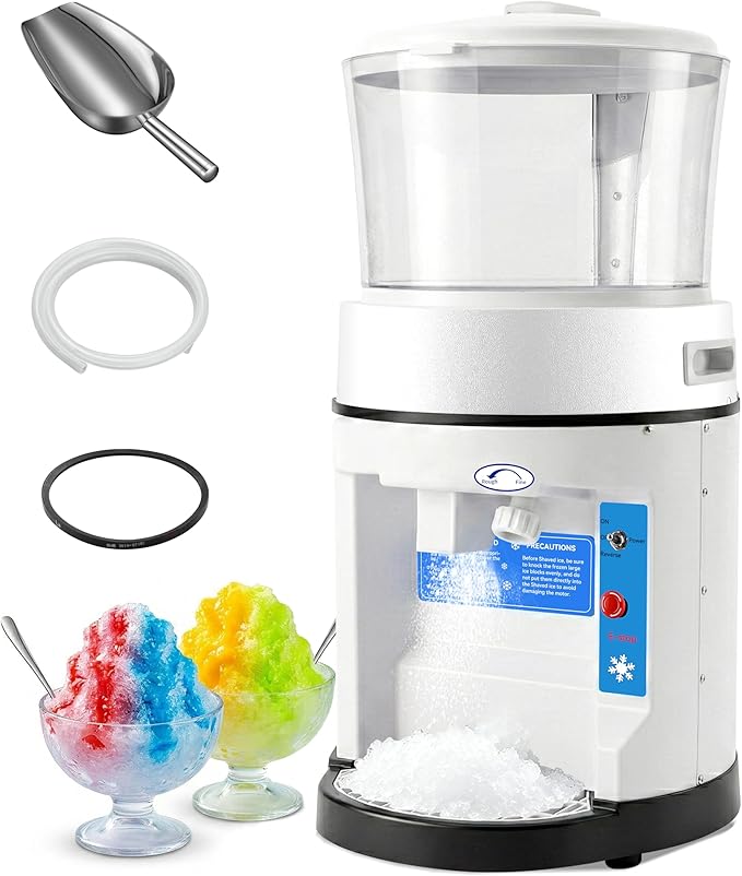 Electric Ice Shaver Machine 400W Commercial Shaved Ice Machine with Safety Switch & Emergency Button, 1058lbs/ Hr Rotate Speed & Strong Power Tabletop for Parties Events Snack Bar(12.6Qt)