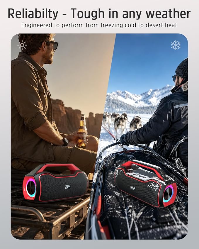 Portable Bluetooth Speaker Wireless, 120W Peak Deep Bass Loud Stereo Sound, BT5.4, IPX6 Waterproof, 20-Hour Battery Life, RGB Lights, TWS Pairing, Party Speaker for Outdoor, Beach, Camping, Tailgate