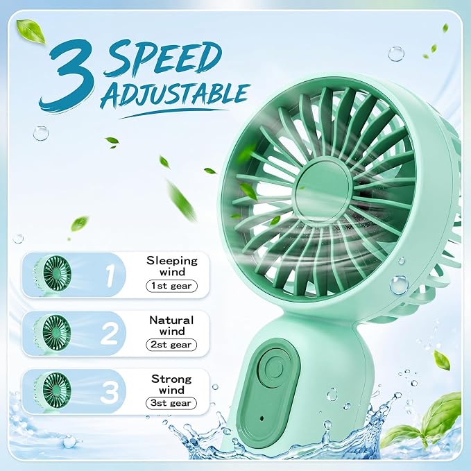 Rossesay 6 Pcs Mini Portable Fan Bulk Cute Handheld Lightweight Small Little Personal Hand Eyelash Fan 3 Speeds USB Rechargeable for Women Men Indoor Outdoor Makeup Travel (Blue,Green)