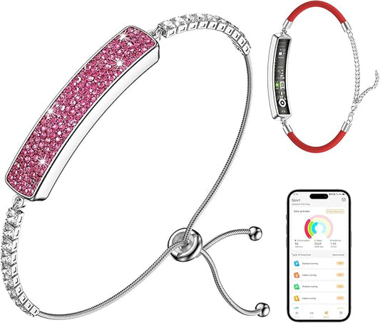 Smart Bracelet for Women – Fitness Tracker with Heart Rate, Sleep & Step Tracking, 1ATM Water Resistant, Multi-Sport Modes, Fitness Tracking Wearable with Free App, 2 Bands(Pink)