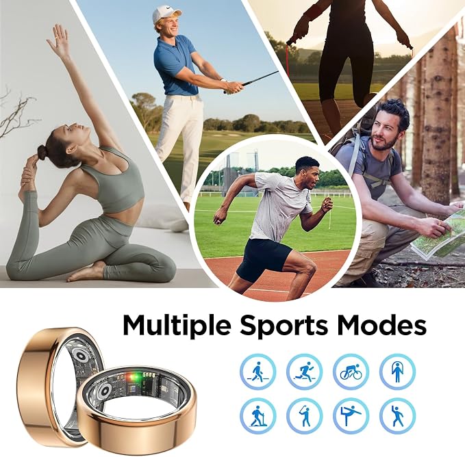 BENIO Gen 2 Smart Ring for Women & Men, Heart Rate,Fitness Tracker with Sleep，Step/Sleep/Blood Oxygen/Heart Rate Tracker, 5ATM Waterproof for iOS and Android,No Subscription