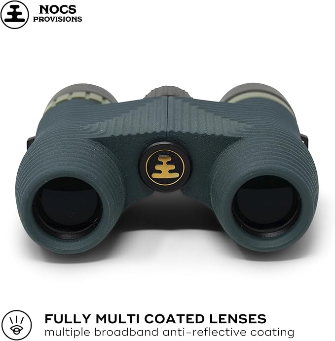 Nocs Provisions Standard Issue 8x25 Waterproof Binoculars, 8X Magnification, Bak4 Prism, Wide View Multi-Coated Lenses for Bird Watching, Hiking & Backpacking - Cypress Green II