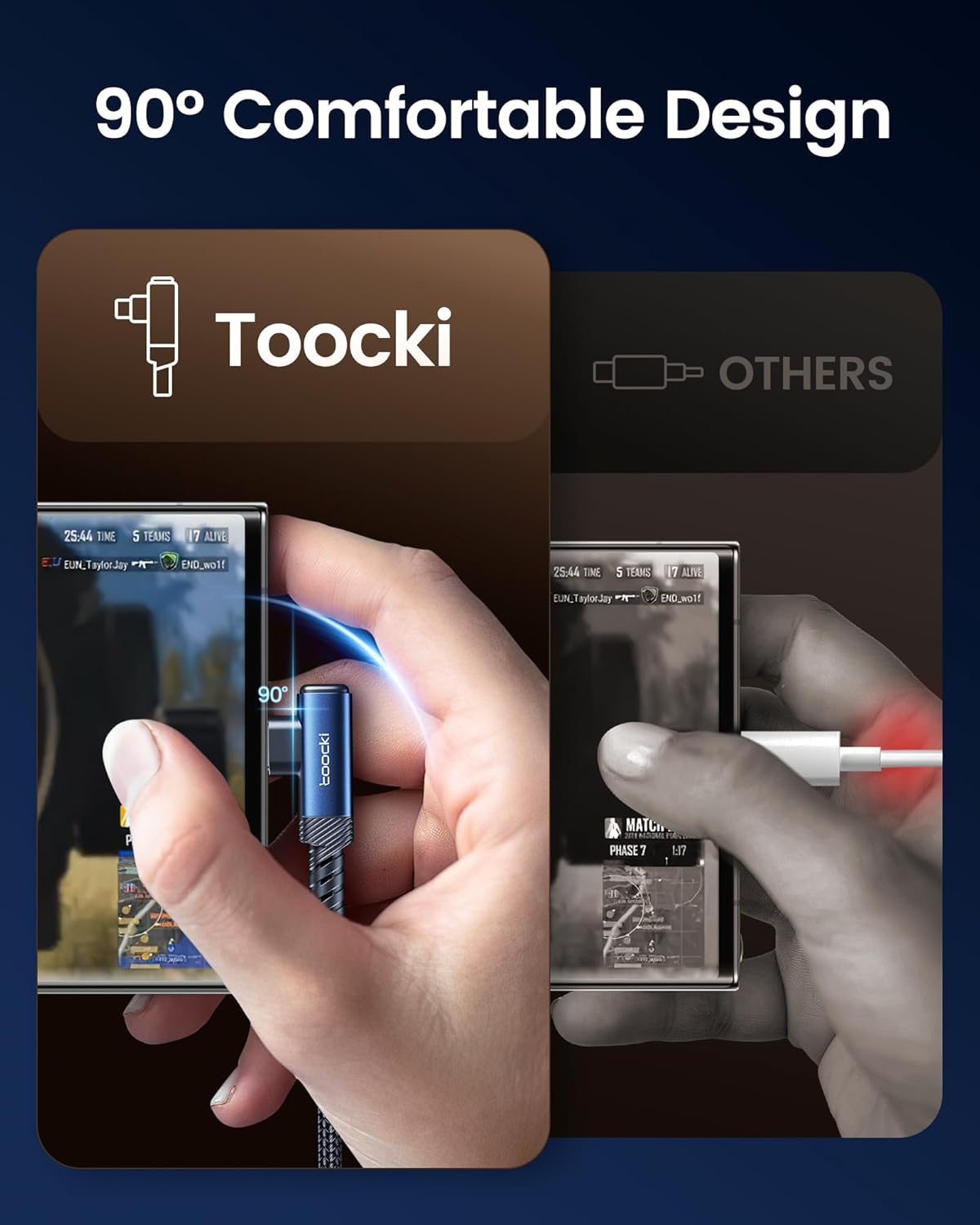 USB C Cable Right Angle, 2-Pack 1.6ft USB A to USB C Charger Cable 90 Degree Braided Fast Charging Cord for iPhone 15/15 Plus/15 Pro/15 Pro Max/Samsung Galaxy S10 S10+, LG V30, Switch