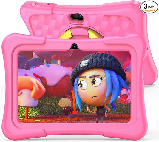 PRITOM 7 inch Tablet for Kids with Solid Case, Kids Tablets 32GB with Parental Control, Pre-Installed Free APPs Games, Learning Educational Toddler Tablet with WiFi, Bluetooth, Camera, YouTube Kids