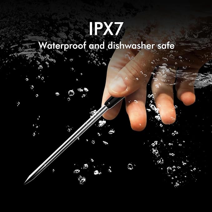 Smart Wireless Meat Thermometer 4 Probes, Bluetooth Food Thermometer, Remote Tracking and Real-Time Readings from Apps, for iOS and Android, for BBQ, Grill, Smoker, Nigogor Heat-Resistant Probes