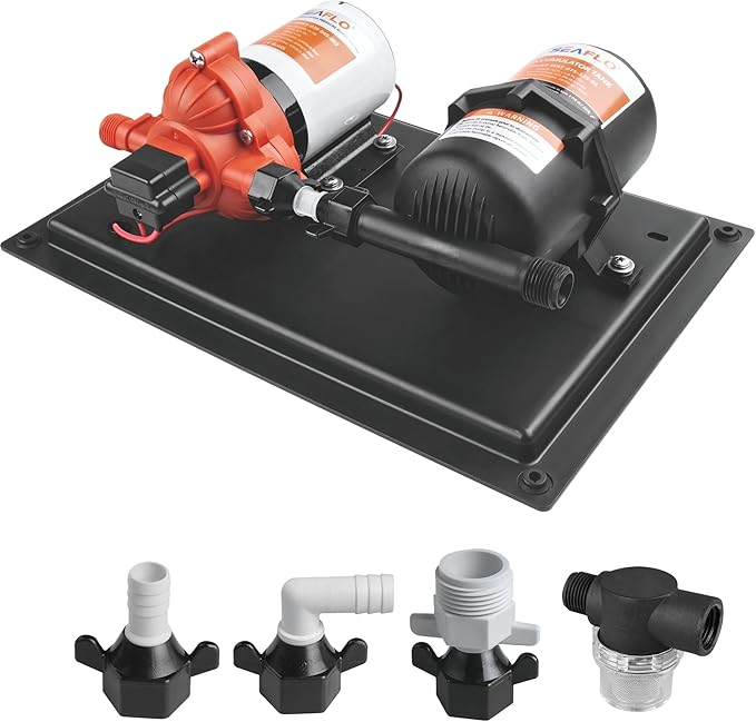 SEAFLO 33-Series Water Pump and Accumulator Tank System - 12V DC, 3.0 GPM, 45 PSI, 0.2 Gallon Tank - Reduces Cycling For Marine, Boat, RV, Off-Grid Applications- 4-Year Warranty! CE & RoHS Certified