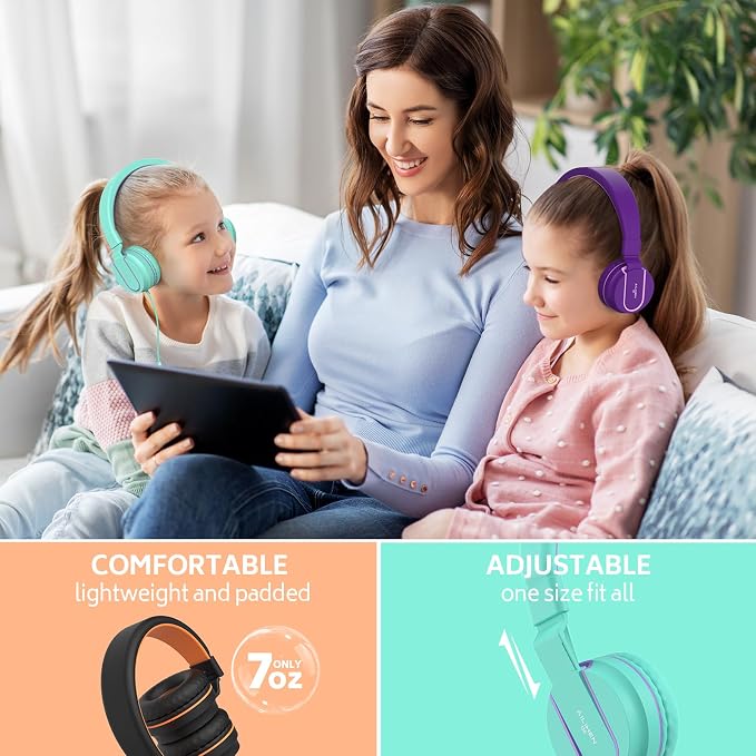 AILIHEN Kids Headphones Bulk 10-Pack for K-12 School Classroom, On-Ear Wired Headset with Microphone for Students Children with 93dB Volume Limited, 3.5mm Jack for Chromebooks Tablets Laptop Computer