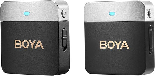 BOYA Wireless Lavalier Microphone 2.4GHz Duan Channel Wireless Micrrophone System with Transmitter and 1 Receiver for Camera iPhone Android Phone Video Recording YouTube Vlog Live Streaming (BY-M1V1)